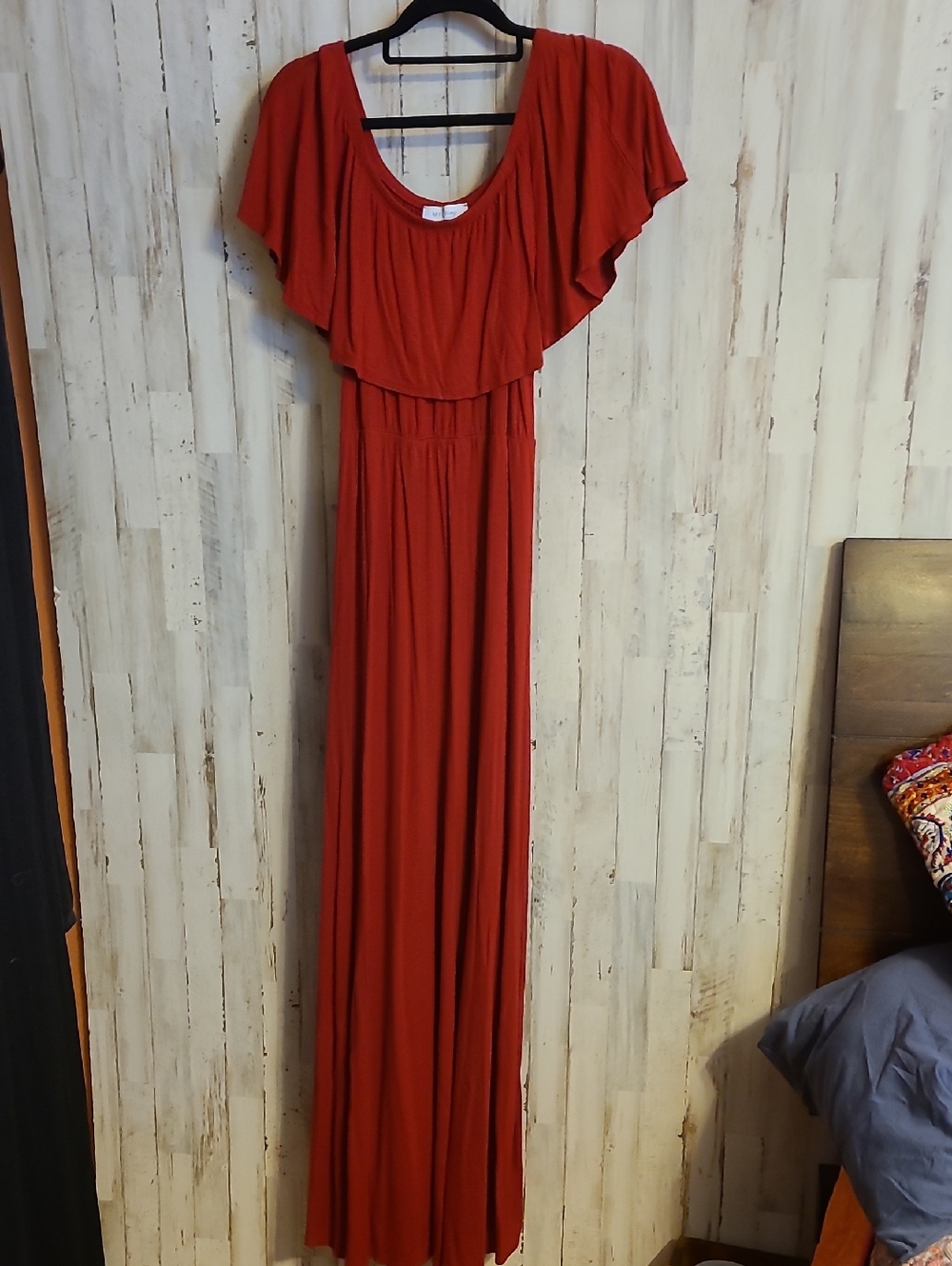 MY BUMP Women's Rust Maxi Dress with Flutter Sleeves